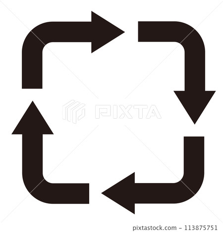 循環圓圈方形箭頭/黑色 113875751