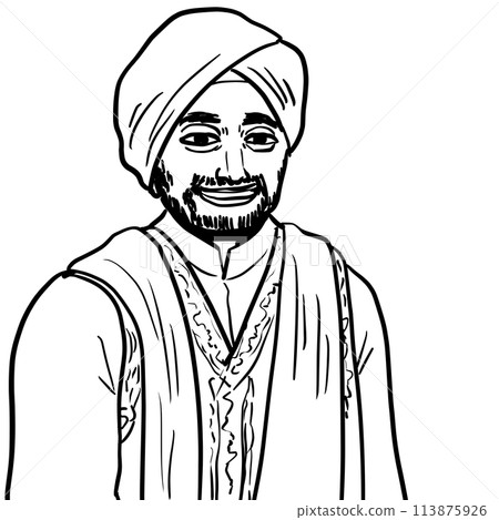 簡單的印度線條畫 113875926