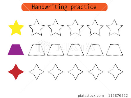 Handwriting practice for kids. Draw lines for kids. Trace and color, coloring. Vector EPS10 Handwriting practice for kids. Draw lines for kids. Trace and color, coloring. Vector EPS10 113876322