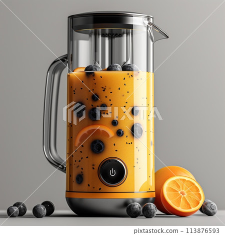 electronic blender with smoothie ingredients 113876593