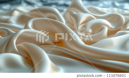 abstract background texture of white fabric with waves 113876601