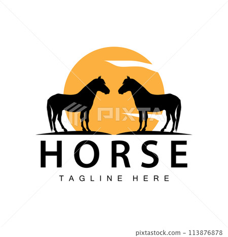 Wild Horse Logo Farm Design Silhouette Simple Vector Illustration Template 113876878