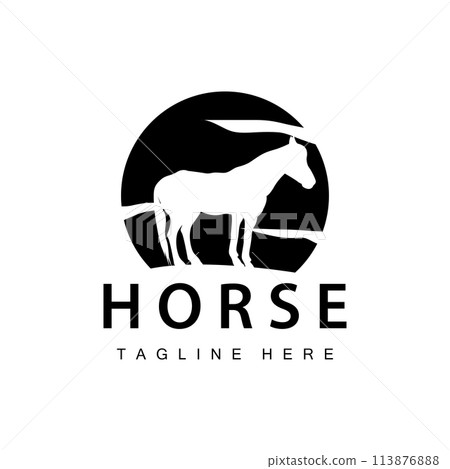 Wild Horse Logo Farm Design Silhouette Simple Vector Illustration Template 113876888