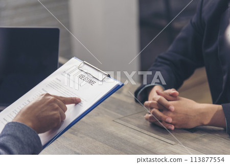 Job HR applicants having an interview with Human resource manager jobs interviewing with confident candidate at business firm office give cv resume. Job Interview with headhunter agent and applicant Job HR applicants having an interview with Human resource manager jobs interviewing with confident candidate at business firm office give cv resume. Job Interview with headhunter agent and applicant 113877554
