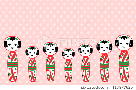 Cute smiling kokeshi doll 113877620