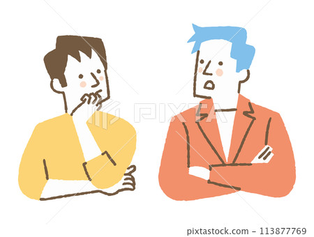 Two men talking about work_color 113877769