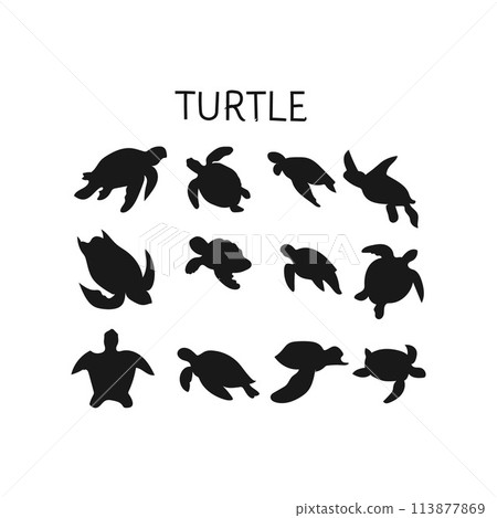 turtle silhouette set turtle silhouette set 113877869