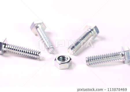 Hexagonal bolts and nuts Hexagonal bolts and nuts 113878469