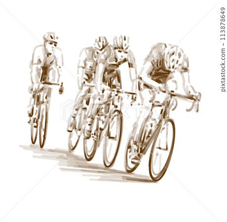 Drawing of Criterium Road Bike Racing Drawing of Criterium Road Bike Racing 113878649