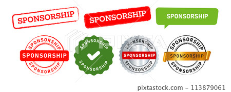 sponsorship rectangle circle stamp seal emblem speech bubble company business marketing 113879061