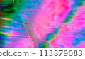 Neon Psychedelic Glitch Art with Vivid Pink and Blue Abstract Swirls. 113879083
