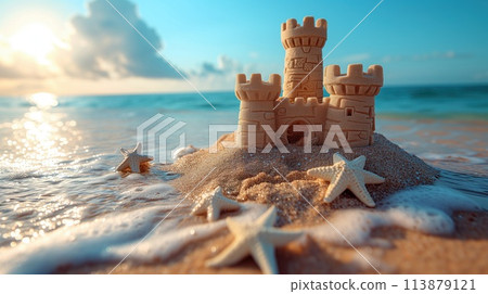sand castle on the ocean 113879121