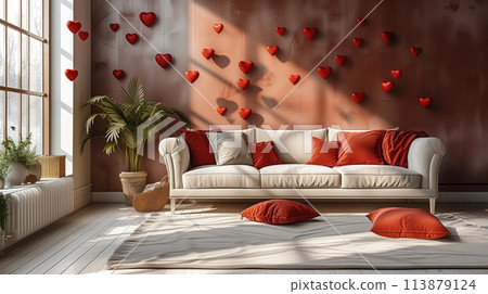 modern interior in style Valentine's Day 113879124