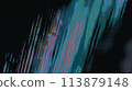 Glitched Red and Blue Diagonal Lines on a Dark Background. 113879148