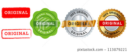 original rubber stamp seal emblem sign guarantee genuine product marketing 113879221