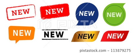 new label stamp emblem sticker design set isolated for latest product 113879275