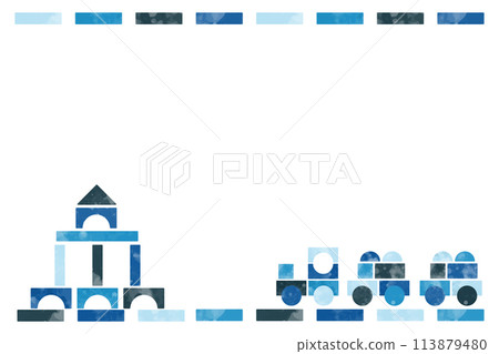 藍色積木火車框架 113879480