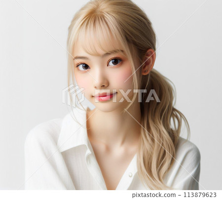 beautiful girl in white blouse 113879623