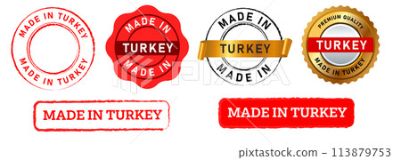 made in turkey stamp seal emblem label sticker production manufacture original product 113879753