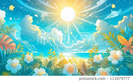Romantic evening on a tropical beach 113879777