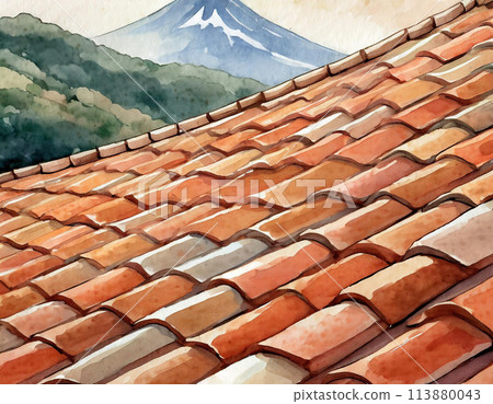 Tile roof illustration 113880043