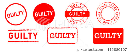 guilty circle and square red rubber grunge stamp label sign for law crime justice guilty circle and square red rubber grunge stamp label sign for law crime justice 113880107
