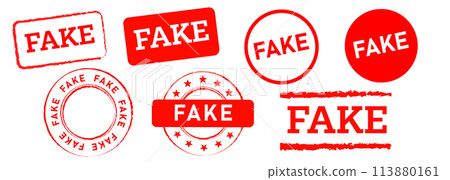 fake rectangle and circle red stamp label sign false hoax scam information fake rectangle and circle red stamp label sign false hoax scam information 113880161