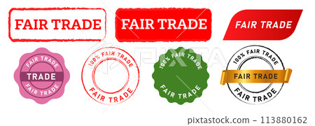 fair trade square and circle stamp seal label sticker for business commerce sale fair trade square and circle stamp seal label sticker for business commerce sale 113880162