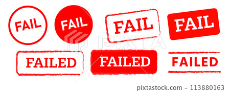 Fail failed text red rubber stamp label sticker decline defeat rejection unaccepted sign Fail failed text red rubber stamp label sticker decline defeat rejection unaccepted sign 113880163
