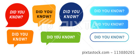 did you know button and speech bubble label sticker message question ask information 113880201