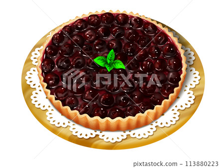 American cherry tart on a cutting board American cherry tart on a cutting board 113880223