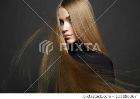 beautiful blond hair woman. beauty portrait of girl 113880367