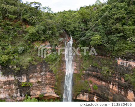 waterfall Cachoeira do Socorro natural tourist spot in Cassilandia waterfall Cachoeira do Socorro natural tourist spot in Cassilandia 113880496