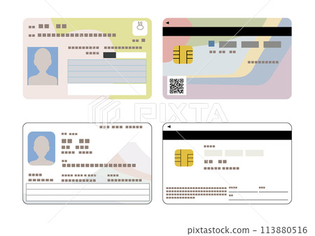 Front and back of the old and new My Number cards in color 113880516