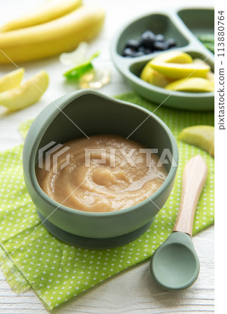 Healthy baby food in bowl 113880764
