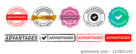 advantage rectangle circle stamp seal badge label sticker sign for benefit value 113881145