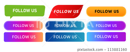 follow us rectangle shape label sticker button web media technology internet follow us rectangle shape label sticker button web media technology internet 113881160