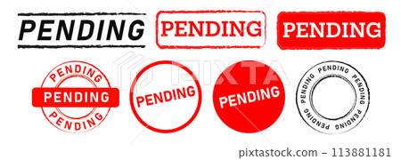 pending rectangle and circle stamp label sticker design element sign delay business 113881181
