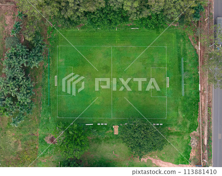 soccer field in top view 113881410