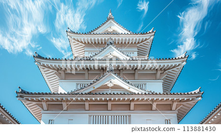Blue sky and Japanese castle 113881430