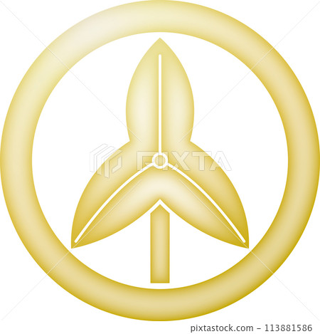 Family crest: One leaf of iris in a circle [gold] 113881586