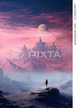 Asian mountains with monasteries Asian mountains with monasteries 113881947