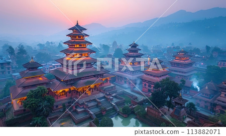 Nepalese palaces in the mountains Nepalese palaces in the mountains 113882071