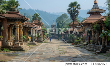 Nepalese palaces in the mountains 113882075