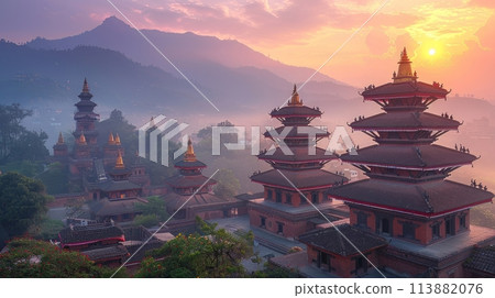 Nepalese palaces in the mountains Nepalese palaces in the mountains 113882076