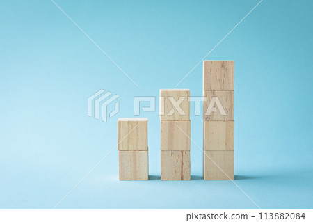 Wood cube stacking as step stair. 113882084
