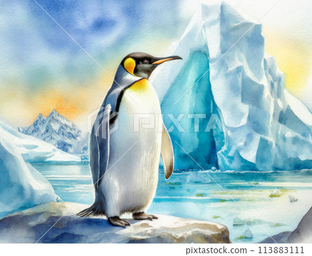 Penguins walking on a glacier 113883111