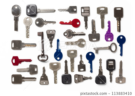 keys placed in order and seen from above keys placed in order and seen from above 113883410
