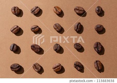 Coffee beans arranged symmetrically 113883638