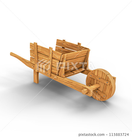 Wheelbarrow on White Background. 3D Illustration. File with Clipping Path. Wheelbarrow on White Background. 3D Illustration. File with Clipping Path. 113883724